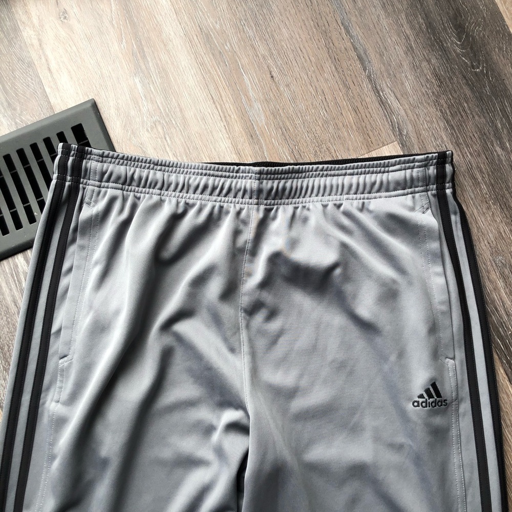 adidas Men's Light Gray Track Pants with Black Side Stripes Size XL - Picture 3 of 5